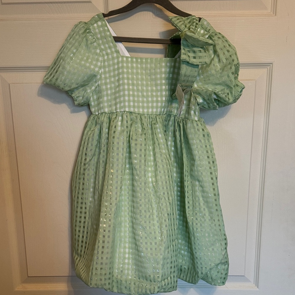 Joie Green Checkered Kids Formal Dress